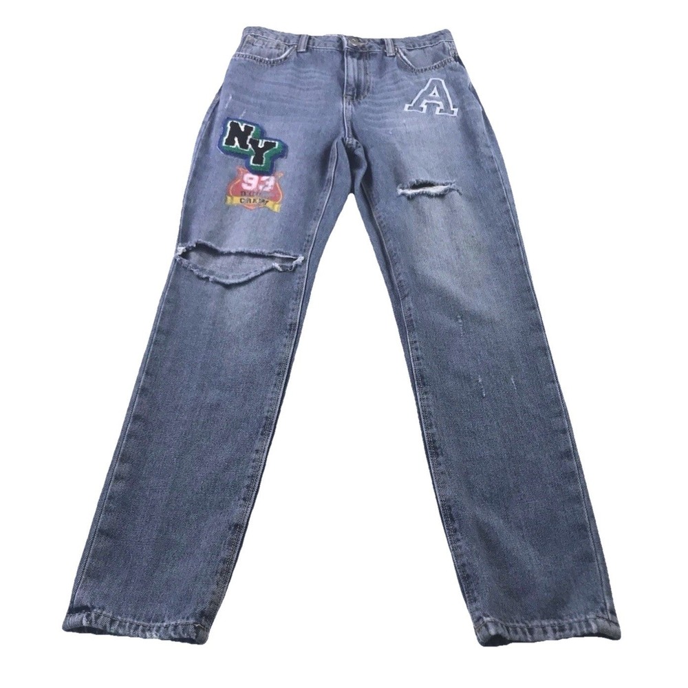 No Boundaries Patches Jeans New York NY 93 Denim Crew Patch Letter A Juniors 5